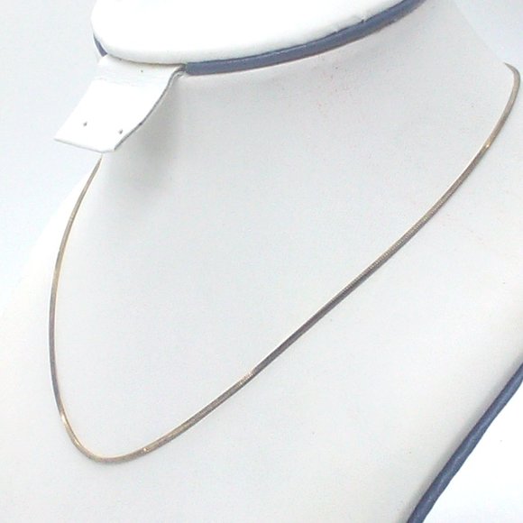 Vintage DANECRAFT 16" Gold Sterling Silver Flat Snake Chain Necklace Italy Signe - Picture 2 of 7